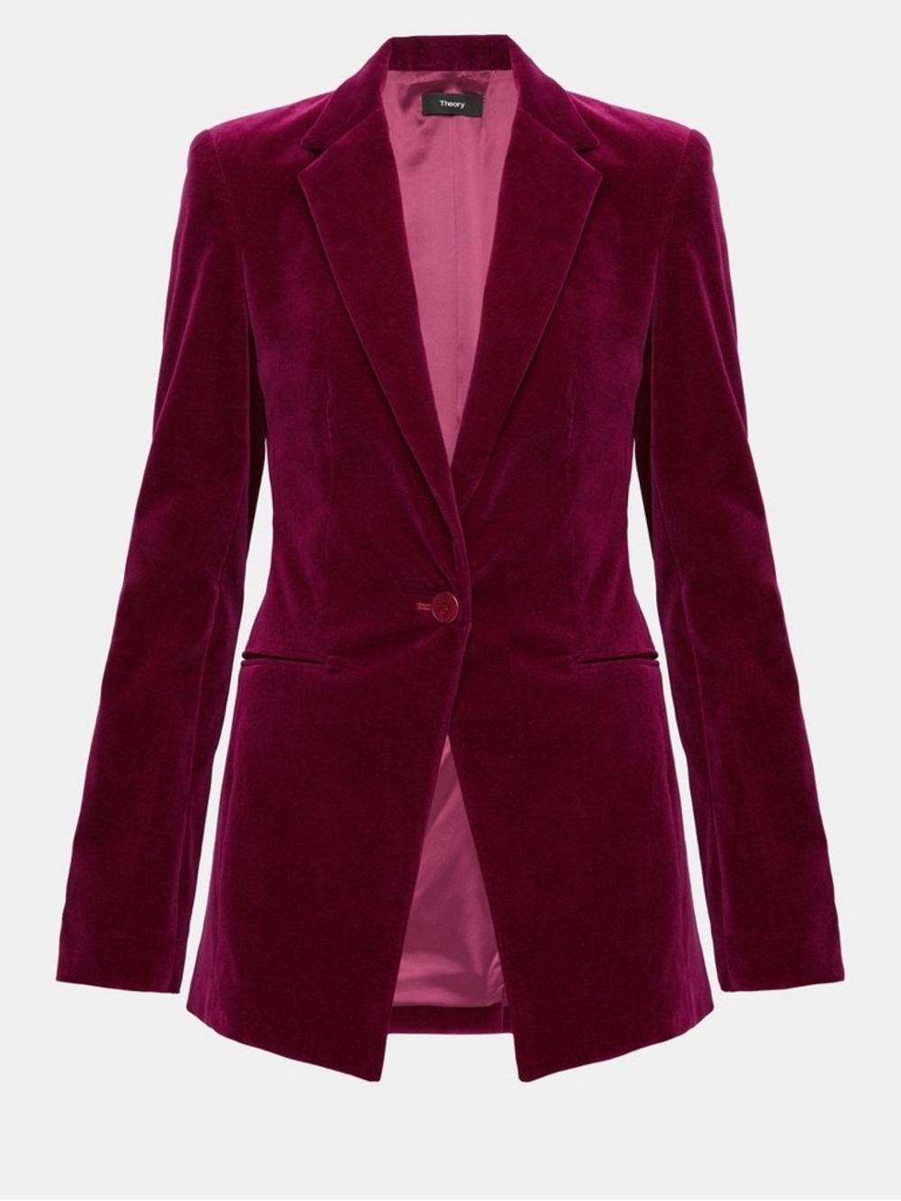 Theory Velvet Power Jacket in Electric Pink